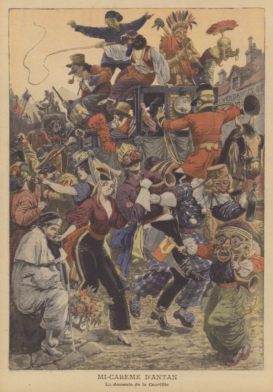 Midt i fastetiden i går (farge litho) av French School