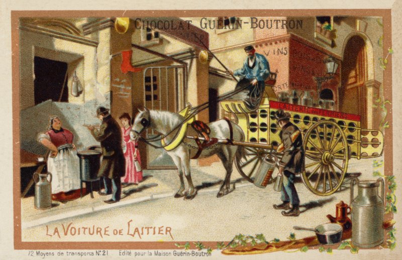 Milkman's wagon (chromolitho) av French School