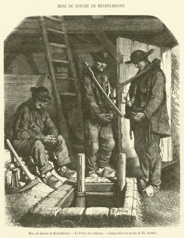 Bechelbronn Bitumen Mine, Gruvearbeidernes bønn (gravering) av French School
