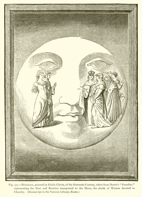 Miniatyr, malt av Giulio Clovio, fra det sekstende århundre, hentet fra Dantes Paradise, av French School