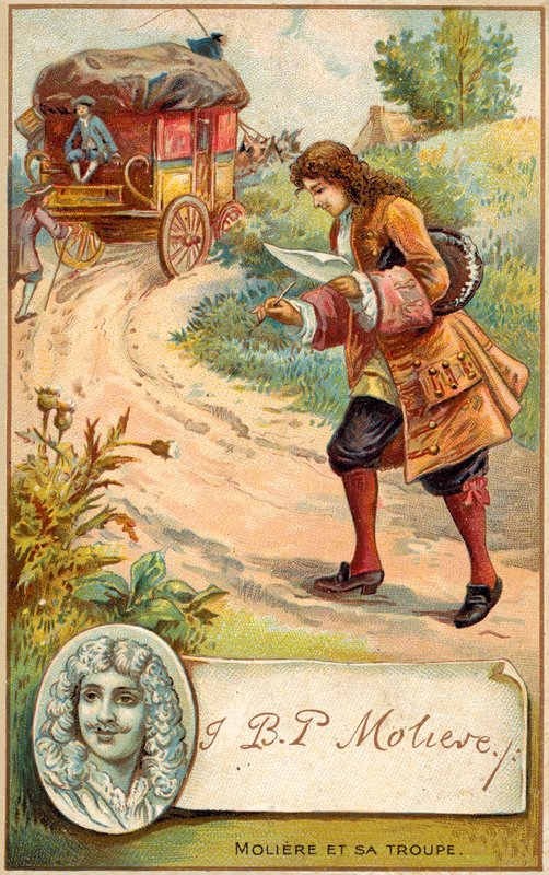 Moliere , fransk dramatiker (chromolitho) av French School