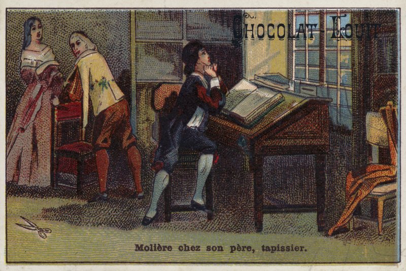 Moliere, fransk dramatiker, i huset til sin far, en tapetserer av French School