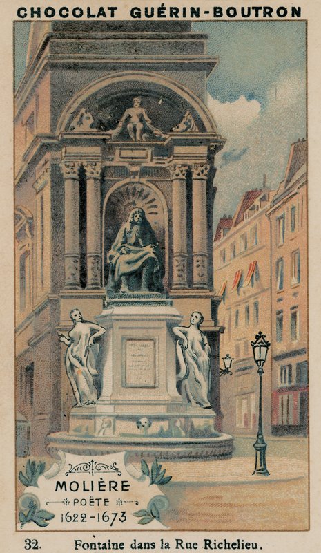 Moliere, Poete, 1622-1673, fontene i Rue Richelieu av French School