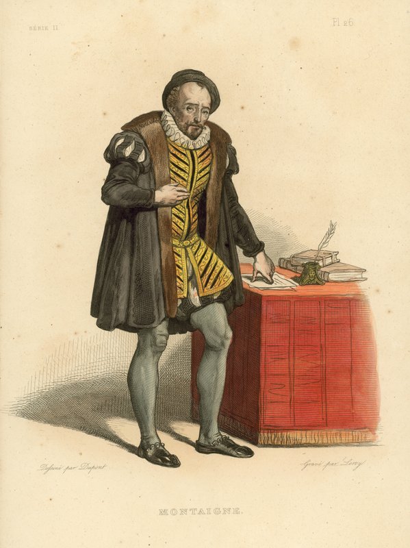 Montaigne (farget gravering) av French School