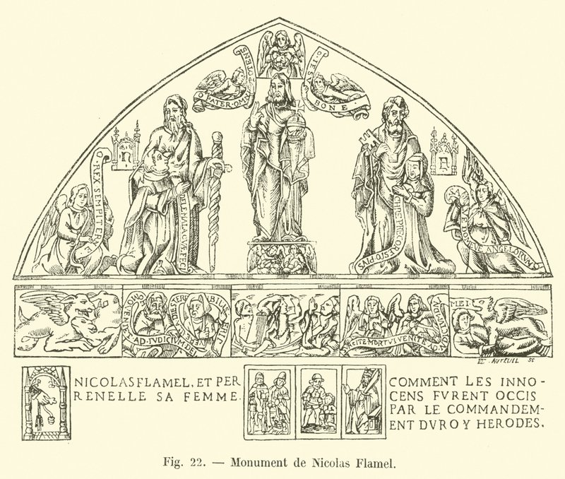 Monument til Nicolas Flamel av French School