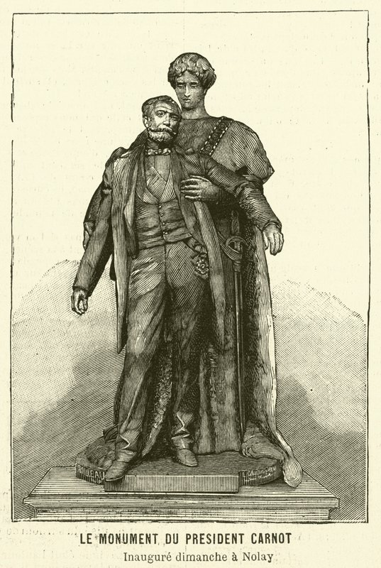 Monument til den myrdede franske presidenten Sadi Carnot (gravering) av French School