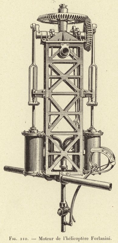 Forlanini helikoptermotor (gravering) av French School