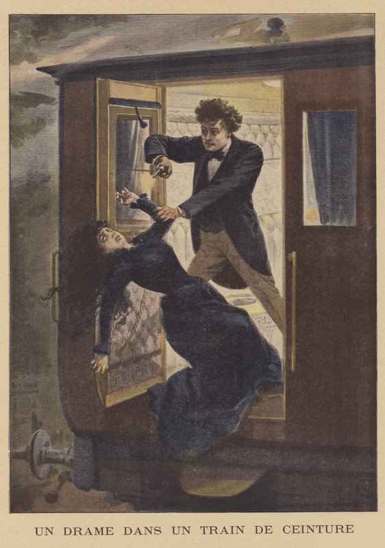 Drap på et Ceinture-jernbanetog i Paris av French School