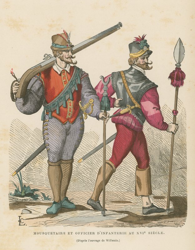Musketer og infanterioffiser, 1500-tallet av French School