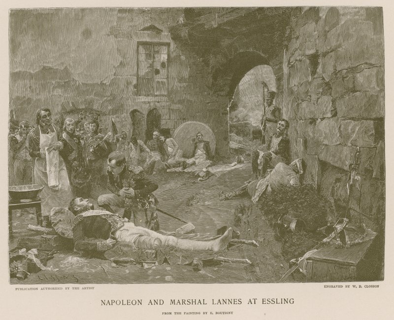 Napoleon og marskalk Lannes ved Essling av French School