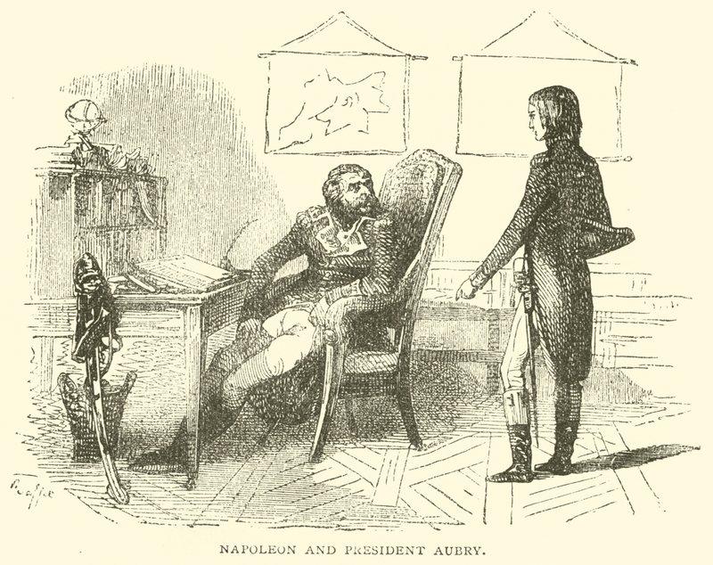 Napoleon og president Aubry (gravering) av French School