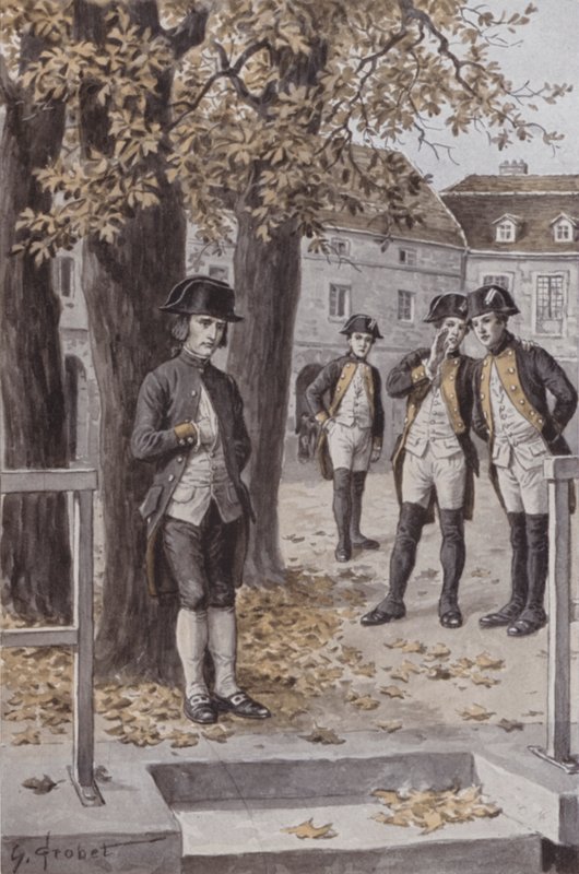 Napoleon ved militærskolen i Brienne (litografi) av French School