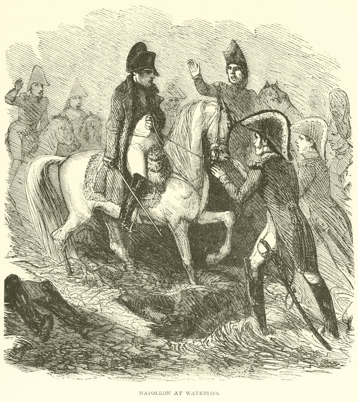 Napoleon ved Waterloo (gravering) av French School