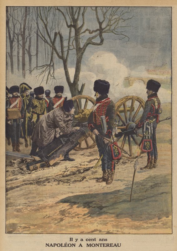 Napoleon i slaget ved Montereau (farge litho) av French School