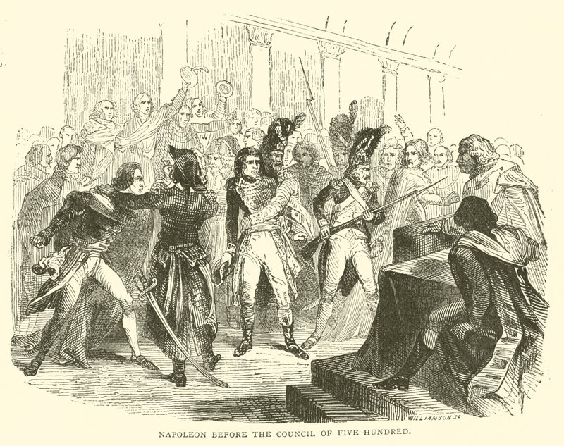 Napoleon foran rådet på fem hundre (gravering) av French School