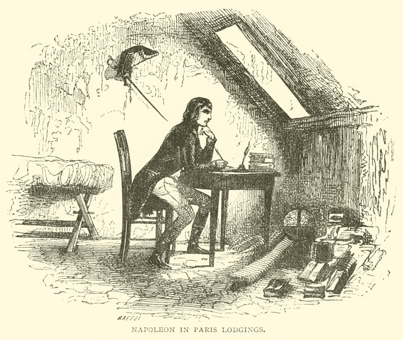 Napoleon i Paris Lodgings (gravering) av French School
