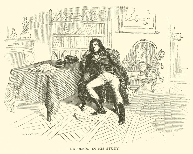 Napoleon i sitt arbeidsrom (gravering) av French School
