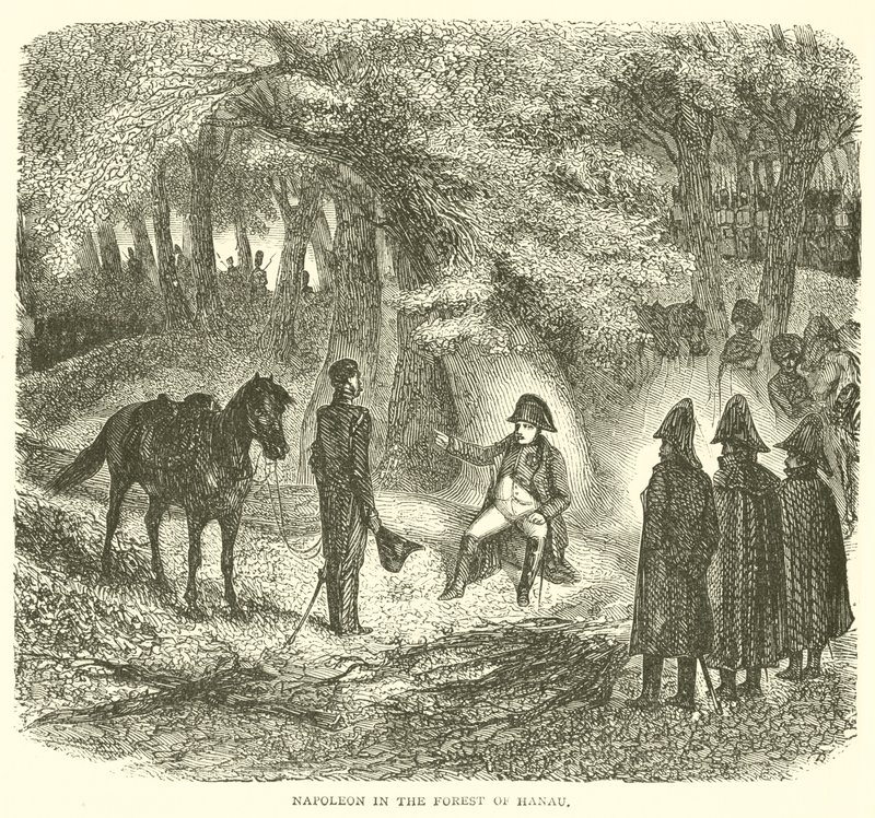 Napoleon i skogen til Hanau (gravering) av French School