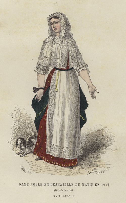 Adelskvinne i morgenkjole, 1676 av French School