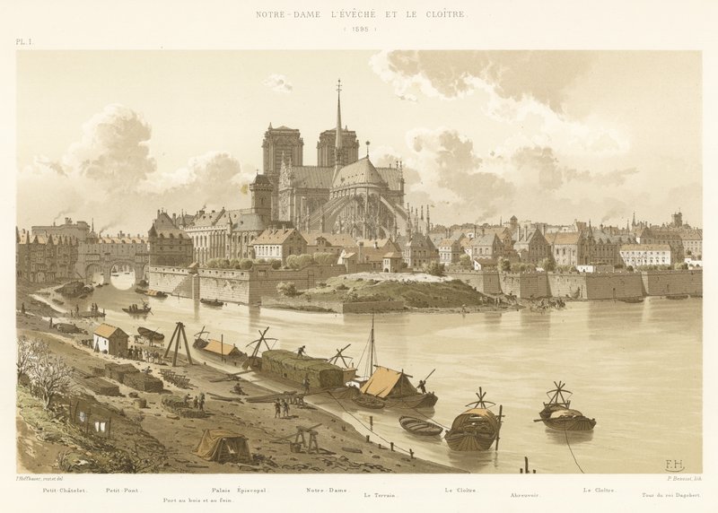 Notre-Dame lEveche og klosteret, 1595 av French School