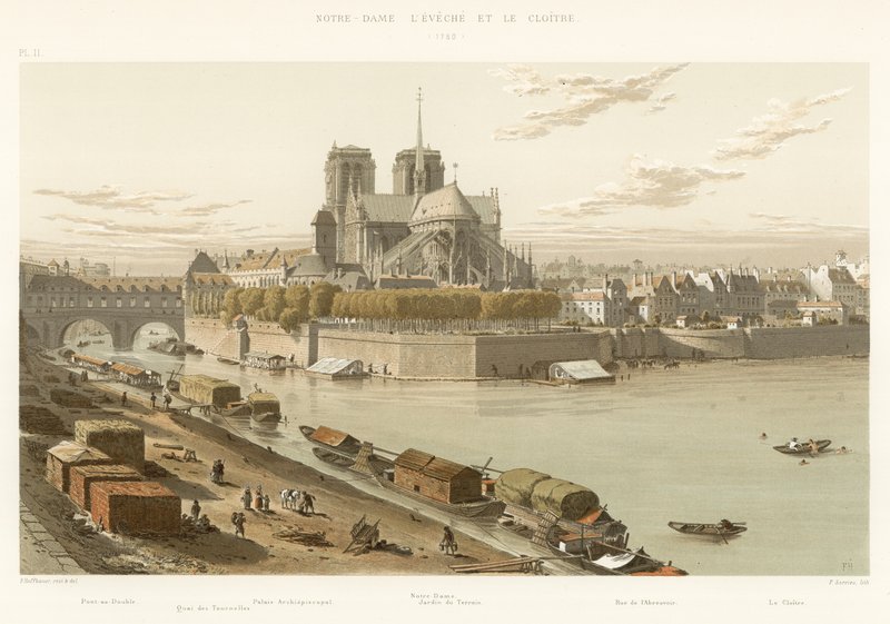 Notre-Dame lEveche og klosteret, 1750 av French School