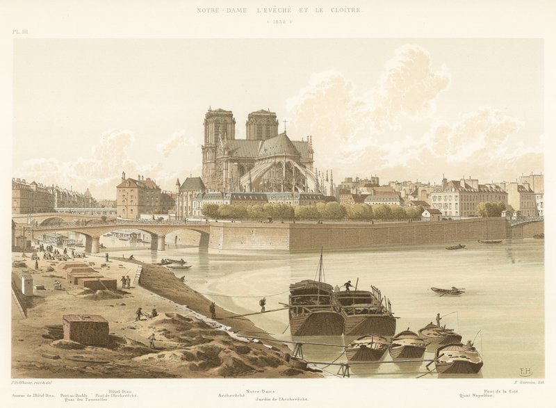 Notre-Dame lEveche og klosteret, 1830 av French School