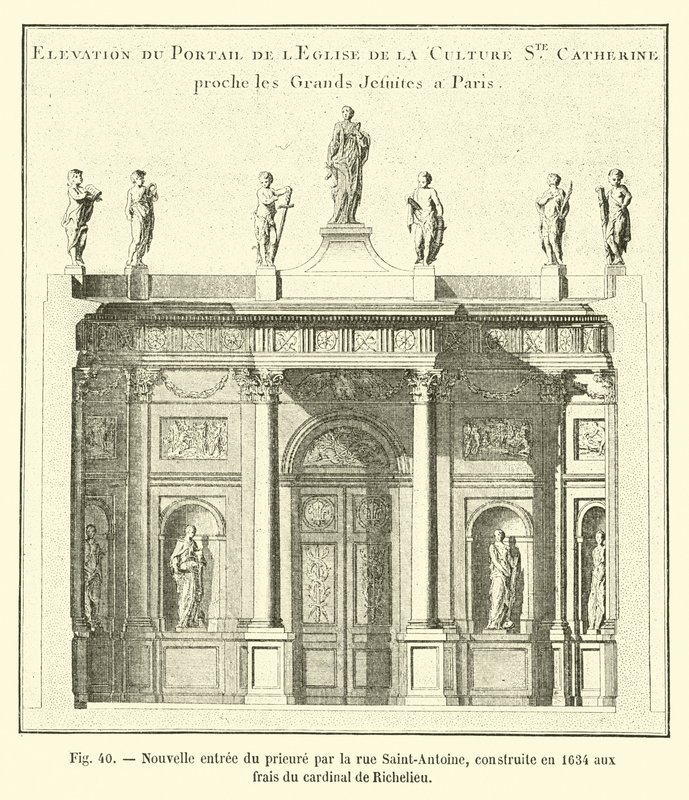 Ny inngang til priorinnen ved rue Saint-Antoine, bygget i 1634 på bekostning av kardinal de Richelieu av French School