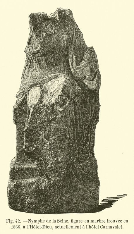 Seinenymfe, marmorfigur funnet i 1866, på Hotel-Dieu, for tiden på Hotel Carnavalet av French School