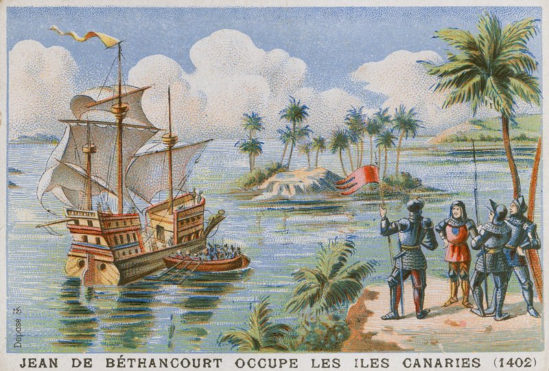 Okkupasjon av Kanariøyene av Jean de Bethencourt, 1402 av French School