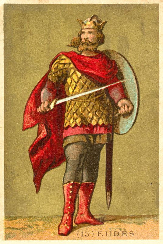 Odo av Frankrike, konge av Vest-Frankrike (chromolitho) av French School