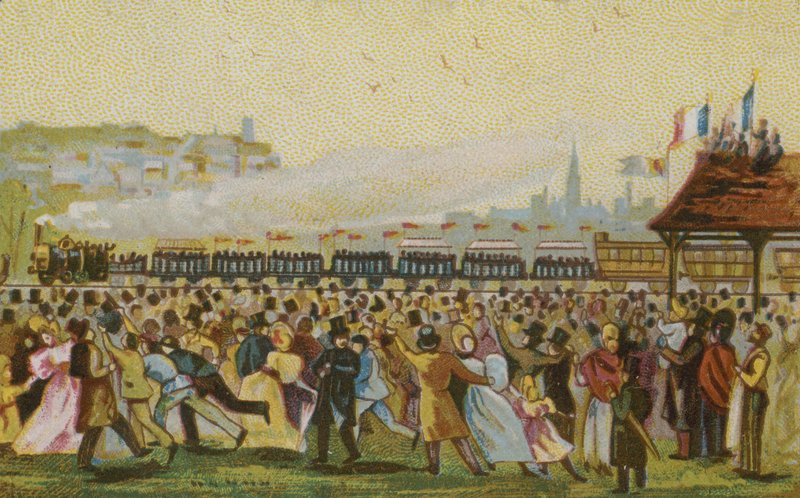 Åpning av den første franske jernbanen, 1832 av French School