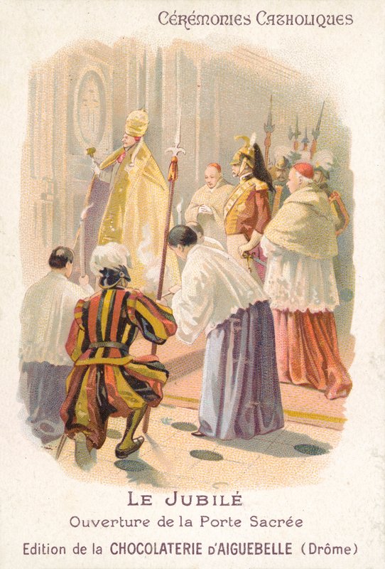 Åpning av den hellige dør av paven, Jubilee (chromolitho) av French School
