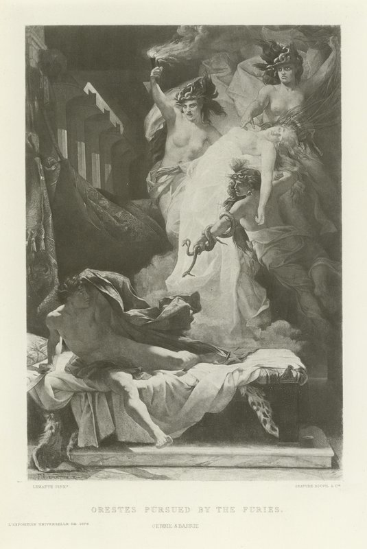 Orestes forfulgt av furiene (gravyr) av French School