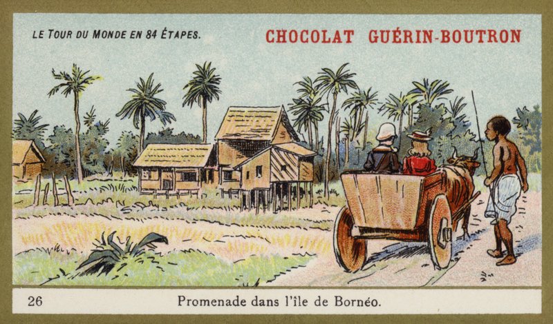 Oksevogntur på øya Borneo (chromolitho) av French School