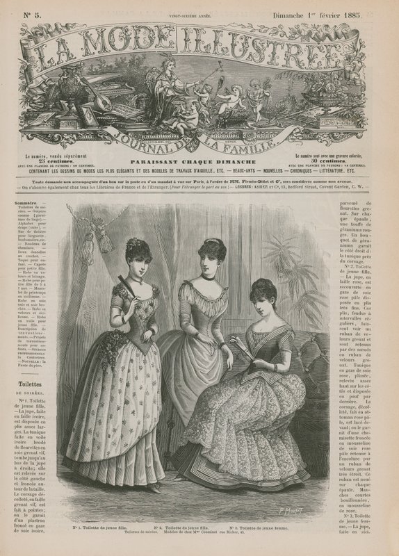 Side fra La Mode Illustree, 1885 av French School