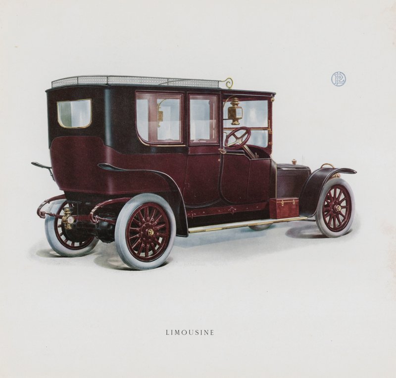 Side fra Panhard & Levassor-katalogen (farge litho) av French School
