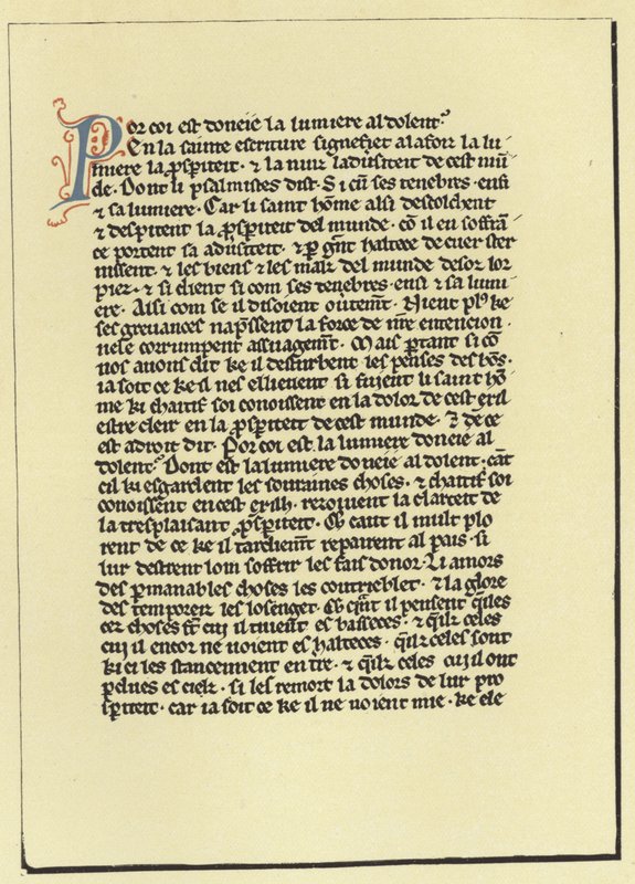 Side fra pave Gregorys refleksjoner over Jobs bok av French School