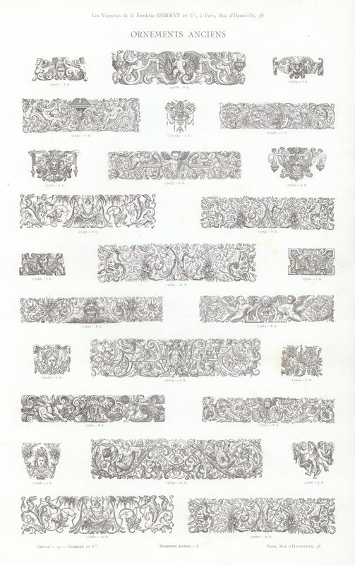 Side fra typografiske vignetter (gravering) av French School