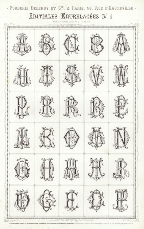 Side fra typografiske vignetter (gravering) av French School