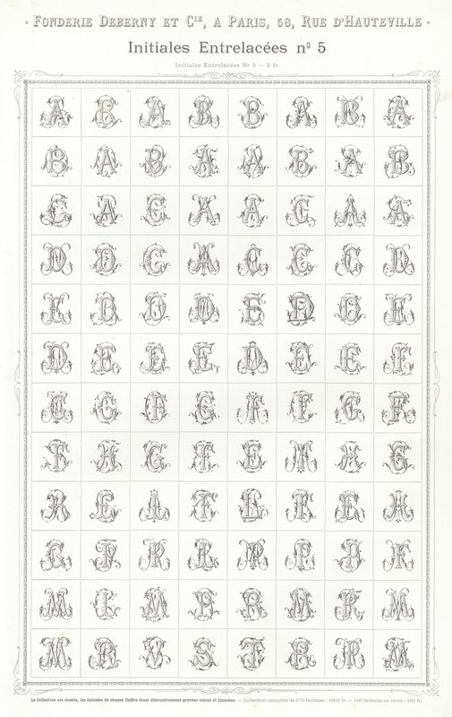 Side fra typografiske vignetter (gravering) av French School