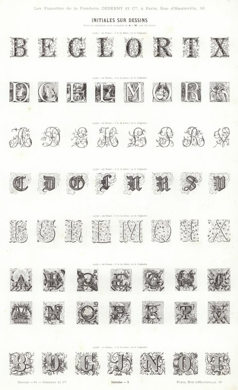 Side fra typografiske vignetter (gravering) av French School