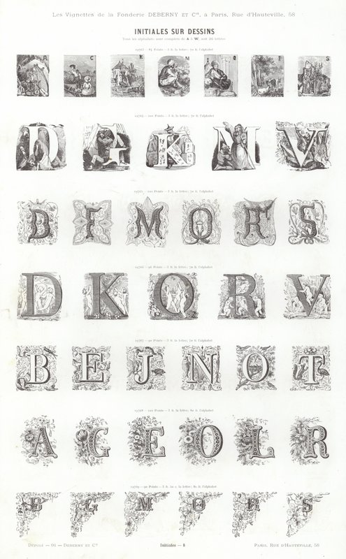 Side fra typografiske vignetter (gravering) av French School