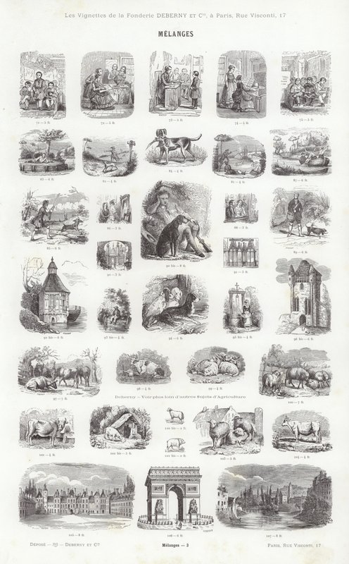 Side fra typografiske vignetter (gravering) av French School