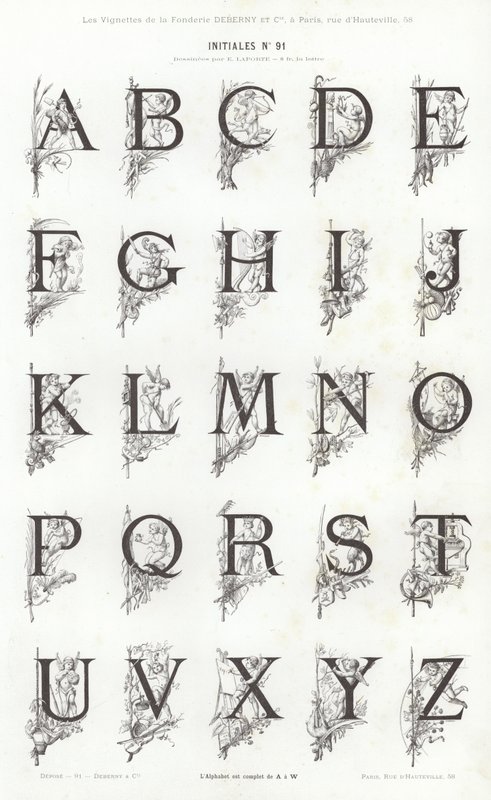 Side fra typografiske vignetter (gravering) av French School