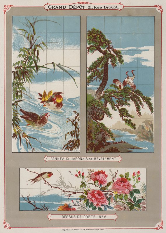 Side fra katalogen til Grand Depot de Porcelaines, Faiences et Verreries (farge litho) av French School