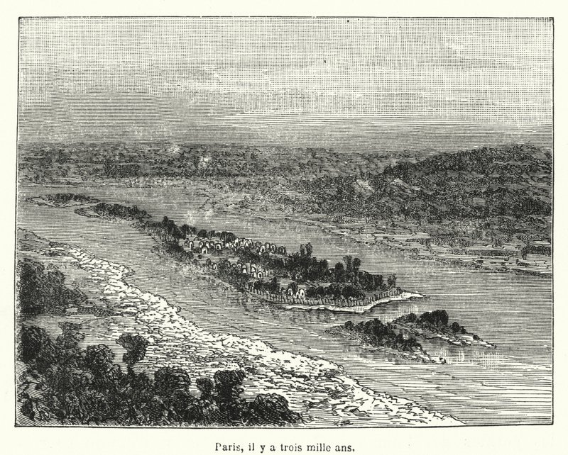Paris, for tre tusen år siden (gravering) av French School