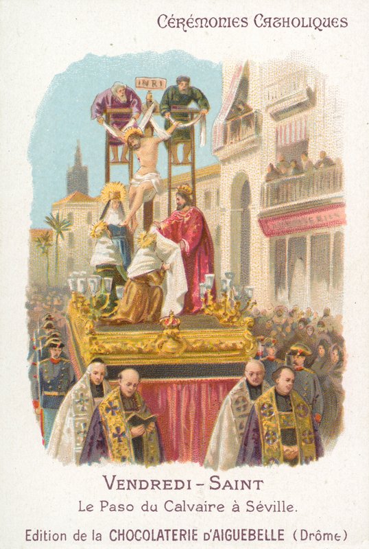 Paso of Golgata, langfredag, Sevilla (chromolitho) av French School