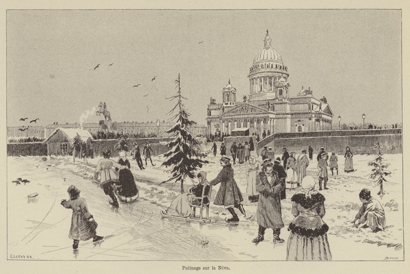 Skating på Neva (gravering) av French School