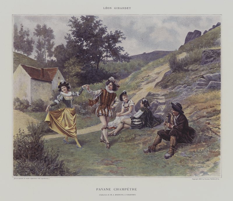 Pavane Champetre (farge litho) av French School