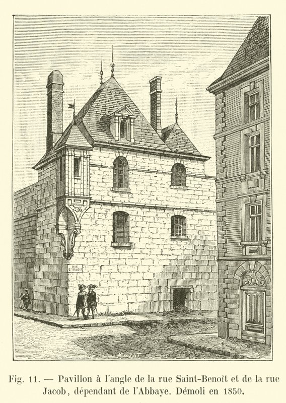 Paviljong på hjørnet av rue Saint-Benoit og rue Jacob, avhengig av klosteret, revet i 1850 av French School